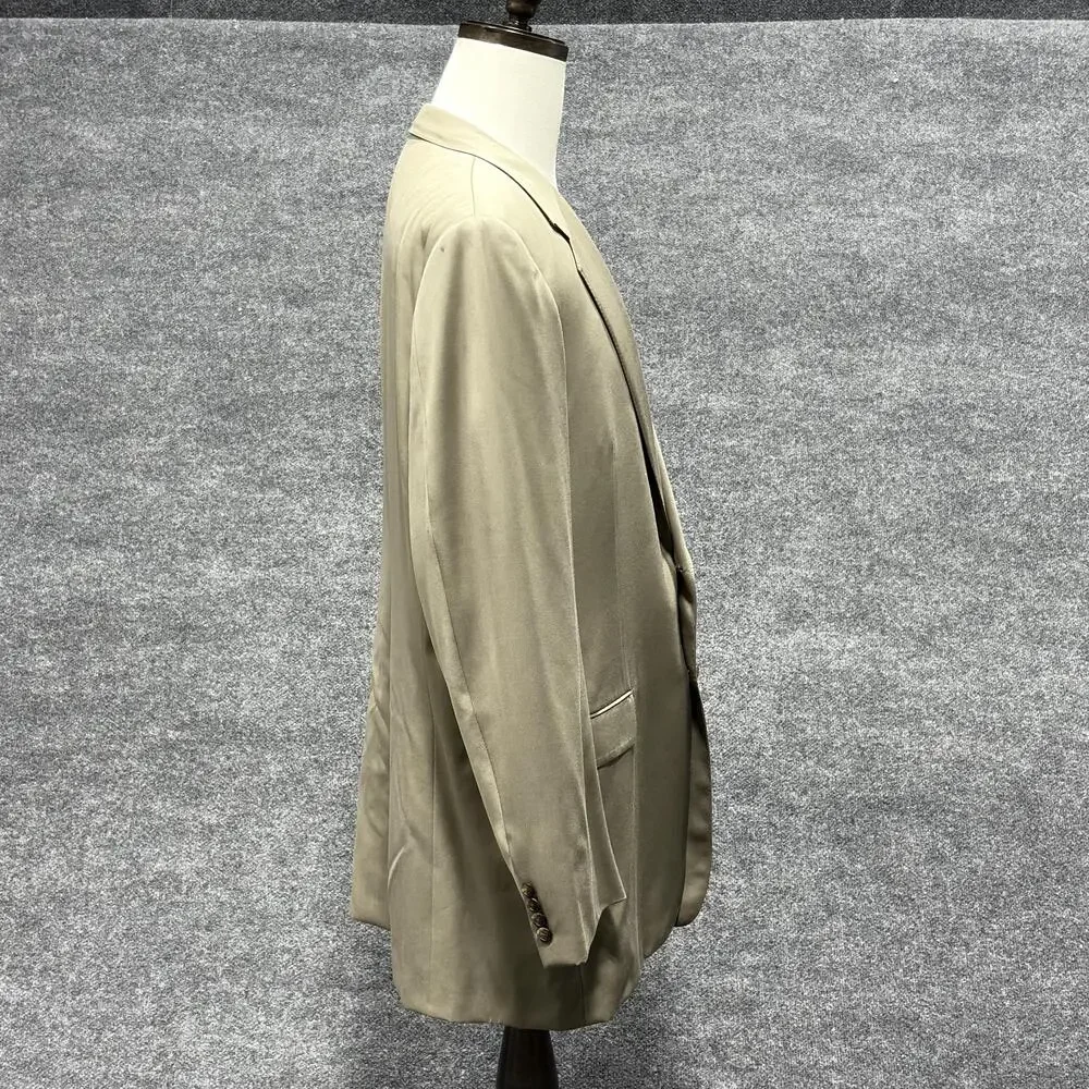 Vintage Hickey Freeman Blazer Mens 46 Long Taupe 100% Wool Boardroom Union USA
